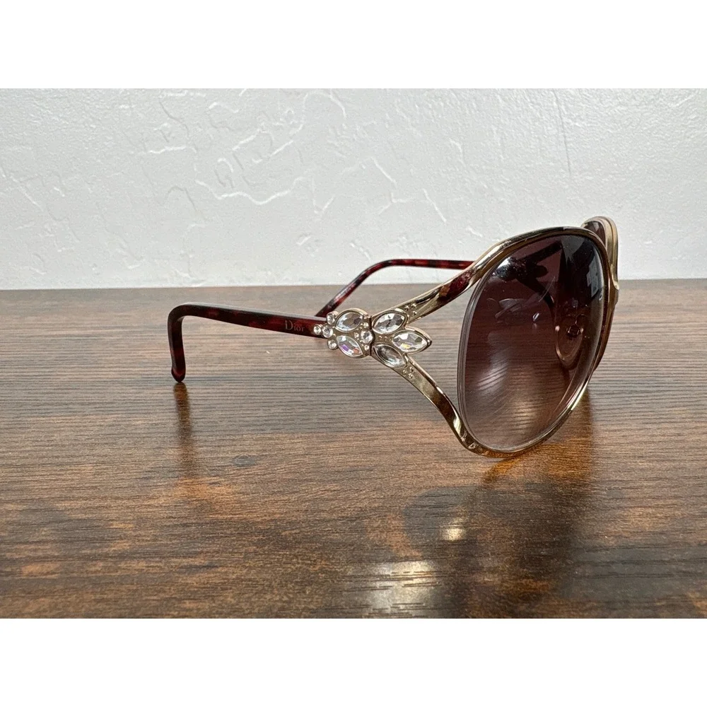 Vintage Dior‎ Rose M89S2 DioRose Gold Crystals Sunglasses Tortoise Floral Italy